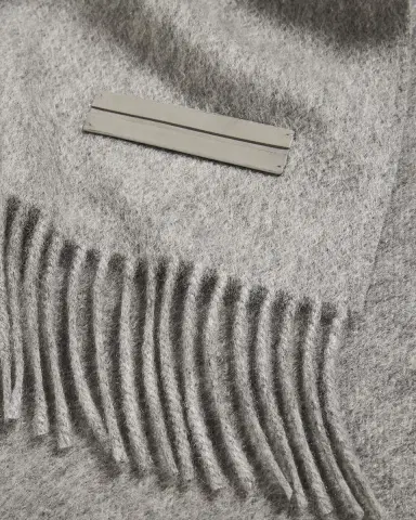 Zegna Men's Oasi Cashmere Scarf with Leather Brand Mark | Thumbnail 4 Zegna Men's Oasi Cashmere Scarf with Leather Brand Mark | Thumbnail 4