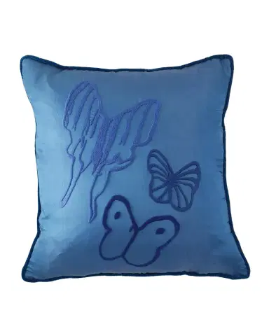 Hunt Slonem Hand-Embroidered Silk Pillow with Velvet Back, 22" Square | Thumbnail 1