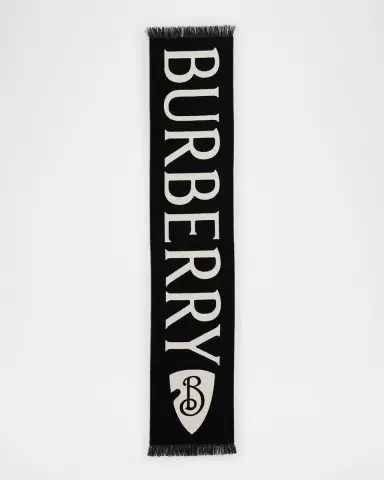 Burberry Men's Wool Logo B-Shield Scarf | Thumbnail 4 Burberry Men's Wool Logo B-Shield Scarf | Thumbnail 4