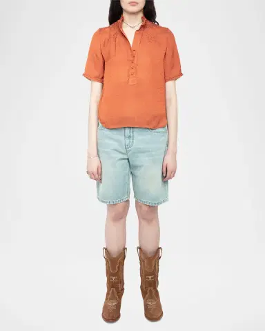 Zadig & Voltaire Topher Satin Monogram Blouse | Thumbnail 2 Zadig & Voltaire Topher Satin Monogram Blouse | Thumbnail 2