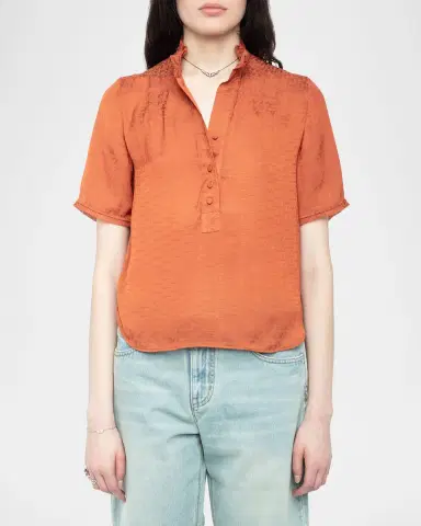 Zadig & Voltaire Topher Satin Monogram Blouse | Thumbnail 4 Zadig & Voltaire Topher Satin Monogram Blouse | Thumbnail 4