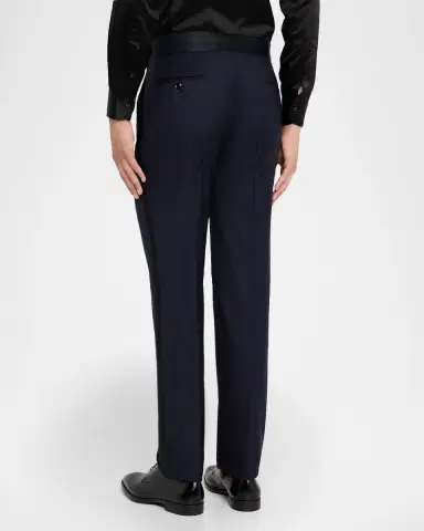 Giorgio Armani Men 's Wool Satin-Trim Formal Pants | Thumbnail 2