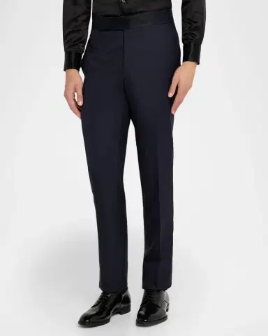 Giorgio Armani Men 's Wool Satin-Trim Formal Pants | Thumbnail 3