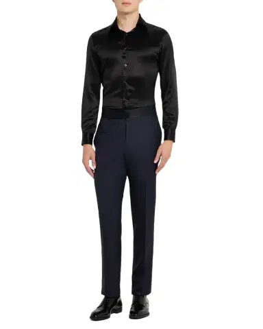 Giorgio Armani Men 's Wool Satin-Trim Formal Pants | Thumbnail 1