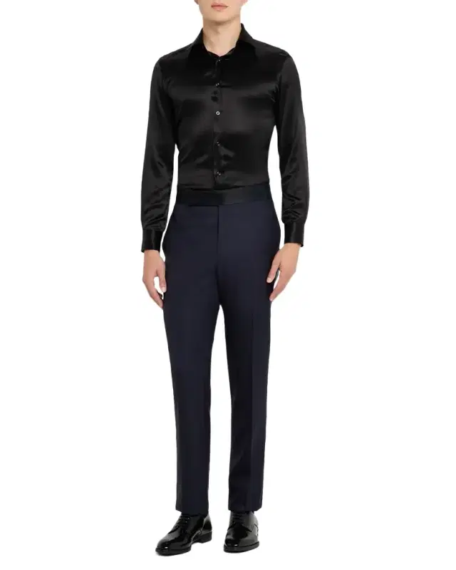Men 's Wool Satin-Trim Formal Pants