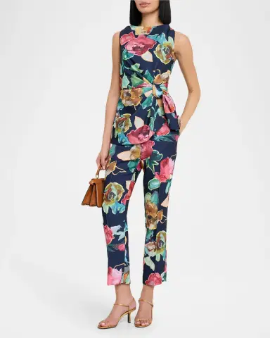 Lela Rose Demi Printed Crepe Straight-Leg Ankle Pants | Thumbnail 2 Lela Rose Demi Printed Crepe Straight-Leg Ankle Pants | Thumbnail 2