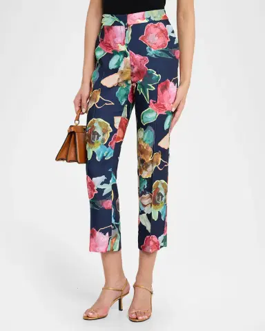 Lela Rose Demi Printed Crepe Straight-Leg Ankle Pants | Thumbnail 4 Lela Rose Demi Printed Crepe Straight-Leg Ankle Pants | Thumbnail 4