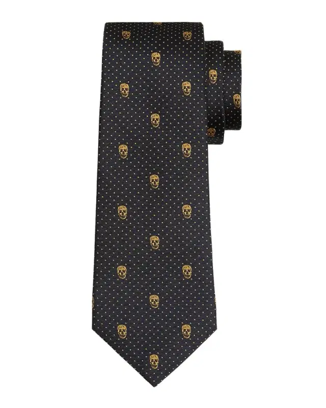 Men's Skull & Polka Dot Tie