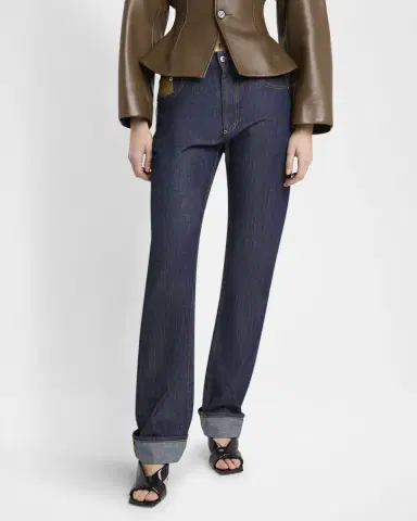 Bottega Veneta Intrecciato Suede Pocket Straight-Leg Denim Trousers | Thumbnail 4 Bottega Veneta Intrecciato Suede Pocket Straight-Leg Denim Trousers | Thumbnail 4