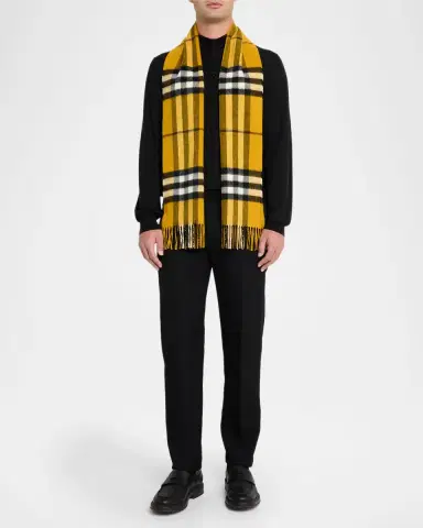 Burberry Men's Cashmere Giant Brights Check Scarf | Thumbnail 2 Burberry Men's Cashmere Giant Brights Check Scarf | Thumbnail 2
