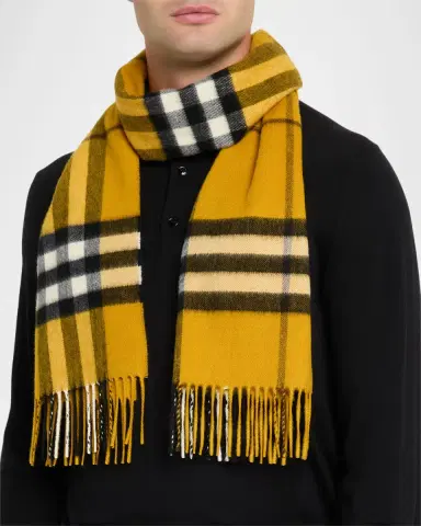 Burberry Men's Cashmere Giant Brights Check Scarf | Thumbnail 3 Burberry Men's Cashmere Giant Brights Check Scarf | Thumbnail 3