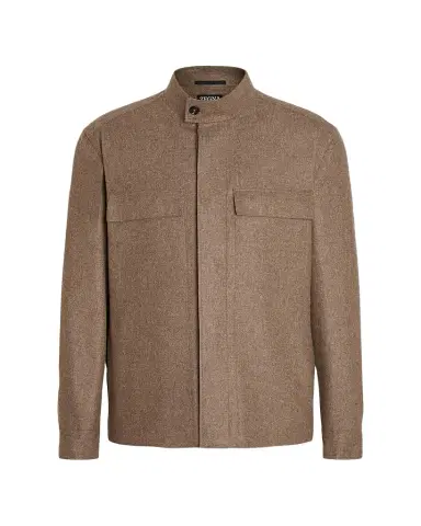 ZEGNA Men's Melange Cashmere Overshirt with Pockets | Thumbnail 1 ZEGNA Men's Melange Cashmere Overshirt with Pockets | Thumbnail 1