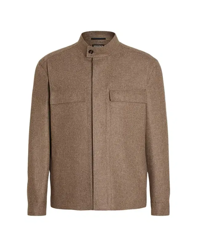 Men's Melange Cashmere Overshirt with Pockets