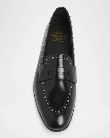 Church's Onyx Met Studded Leather Penny Loafers | Thumbnail 4 Church's Onyx Met Studded Leather Penny Loafers | Thumbnail 4