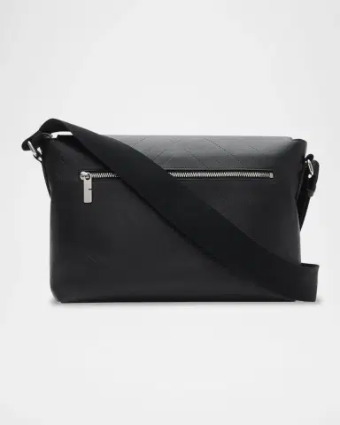 Burberry Men's Check Embossed Leather Messenger Bag | Thumbnail 3 Burberry Men's Check Embossed Leather Messenger Bag | Thumbnail 3