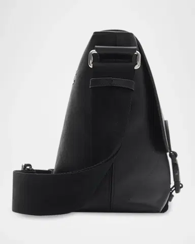 Burberry Men's Check Embossed Leather Messenger Bag | Thumbnail 4 Burberry Men's Check Embossed Leather Messenger Bag | Thumbnail 4