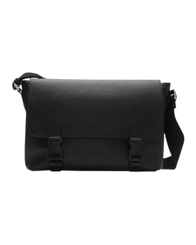 Burberry Men's Check Embossed Leather Messenger Bag | Thumbnail 1 Burberry Men's Check Embossed Leather Messenger Bag | Thumbnail 1