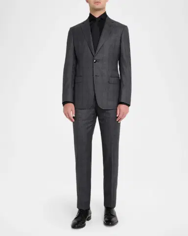 Giorgio Armani Men's Subtle Tonal Plaid Two-Piece Suit | Thumbnail 2 Giorgio Armani Men's Subtle Tonal Plaid Two-Piece Suit | Thumbnail 2