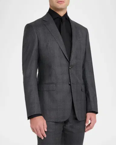 Giorgio Armani Men's Subtle Tonal Plaid Two-Piece Suit | Thumbnail 4 Giorgio Armani Men's Subtle Tonal Plaid Two-Piece Suit | Thumbnail 4