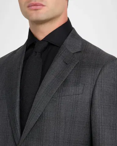 Giorgio Armani Men's Subtle Tonal Plaid Two-Piece Suit | Thumbnail 6 Giorgio Armani Men's Subtle Tonal Plaid Two-Piece Suit | Thumbnail 6