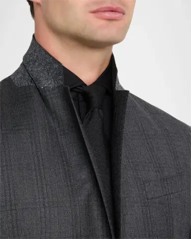 Giorgio Armani Men's Subtle Tonal Plaid Two-Piece Suit | Thumbnail 8 Giorgio Armani Men's Subtle Tonal Plaid Two-Piece Suit | Thumbnail 8