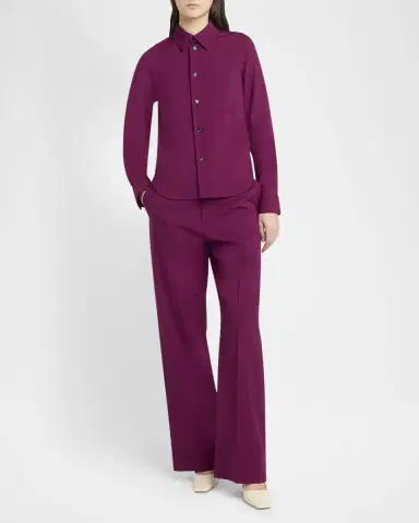 Bottega Veneta Fine Viscose-Silk Twill Straight-Leg Trousers | Thumbnail 2 Bottega Veneta Fine Viscose-Silk Twill Straight-Leg Trousers | Thumbnail 2