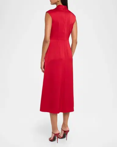 Aidan Mattox Sleeveless Pleated Twist-Front Midi Dress | Thumbnail 3 Aidan Mattox Sleeveless Pleated Twist-Front Midi Dress | Thumbnail 3