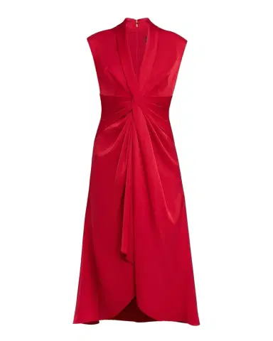 Aidan Mattox Sleeveless Pleated Twist-Front Midi Dress | Thumbnail 1 Aidan Mattox Sleeveless Pleated Twist-Front Midi Dress | Thumbnail 1