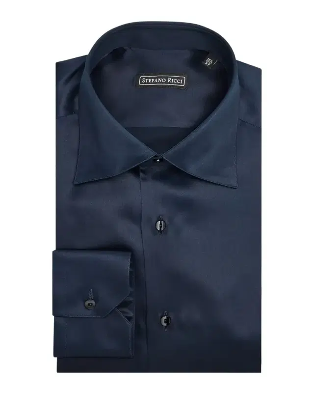 Men 's Silk Point Collar Dress Shirt