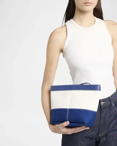 Bottega Veneta Leather-Trim Canvas Pouch Bag | Thumbnail 2 Bottega Veneta Leather-Trim Canvas Pouch Bag | Thumbnail 2