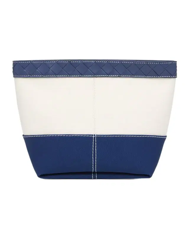 Leather-Trim Canvas Pouch Bag