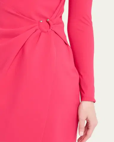 Chiara Boni La Petite Robe Gathered Bateau-Neck Midi Sheath Dress | Thumbnail 5 Chiara Boni La Petite Robe Gathered Bateau-Neck Midi Sheath Dress | Thumbnail 5