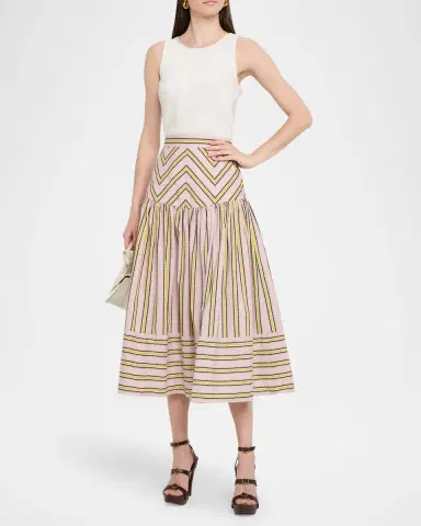 Silvia Tcherassi Kristina Striped Drop-Waist Midi Skirt | Thumbnail 2 Silvia Tcherassi Kristina Striped Drop-Waist Midi Skirt | Thumbnail 2