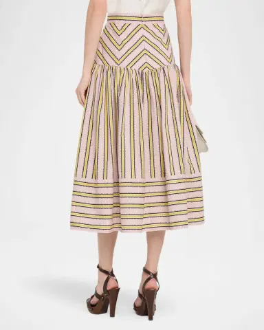 Silvia Tcherassi Kristina Striped Drop-Waist Midi Skirt | Thumbnail 3 Silvia Tcherassi Kristina Striped Drop-Waist Midi Skirt | Thumbnail 3