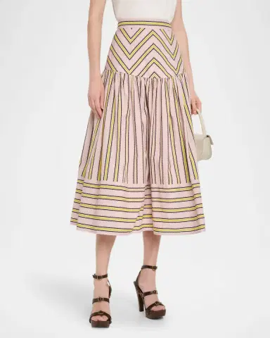 Silvia Tcherassi Kristina Striped Drop-Waist Midi Skirt | Thumbnail 4 Silvia Tcherassi Kristina Striped Drop-Waist Midi Skirt | Thumbnail 4