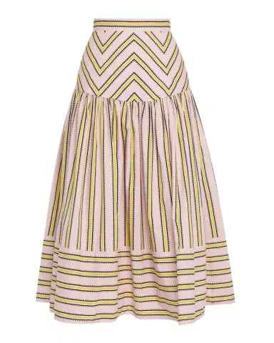 Silvia Tcherassi Kristina Striped Drop-Waist Midi Skirt | Thumbnail 1 Silvia Tcherassi Kristina Striped Drop-Waist Midi Skirt | Thumbnail 1