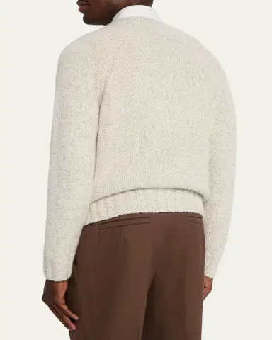 Zegna Men's Cashmere and Wool Chunky Knit V-Neck Sweater | Thumbnail 7 Zegna Men's Cashmere and Wool Chunky Knit V-Neck Sweater | Thumbnail 7