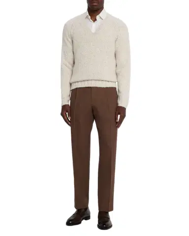Zegna Men's Cashmere and Wool Chunky Knit V-Neck Sweater | Thumbnail 1 Zegna Men's Cashmere and Wool Chunky Knit V-Neck Sweater | Thumbnail 1