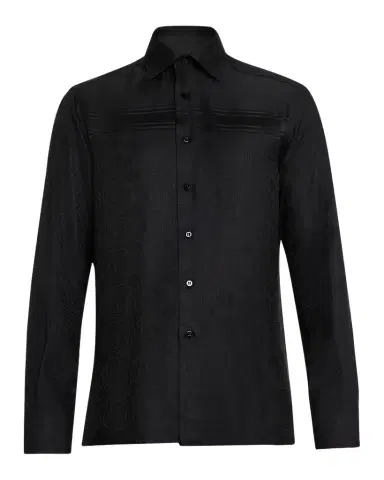 Stefano Ricci Men's Tonal Geometric Silk Jacquard Dress Shirt | Thumbnail 1 Stefano Ricci Men's Tonal Geometric Silk Jacquard Dress Shirt | Thumbnail 1