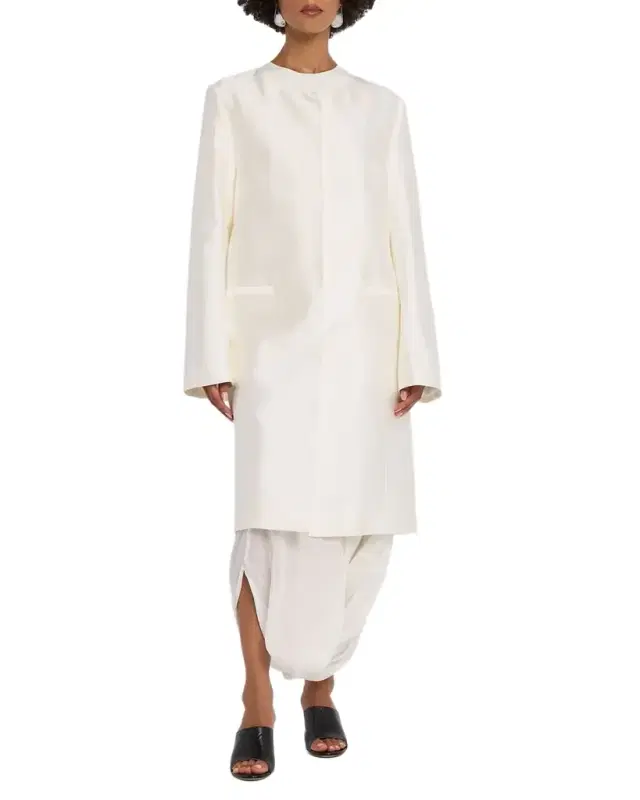 Silk Collarless Coat