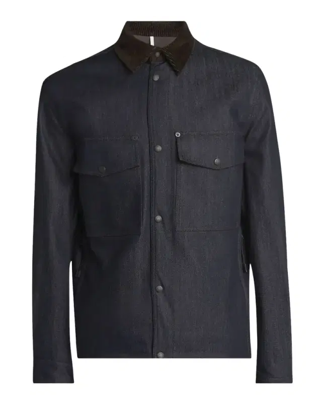 Men 's Corduroy-Collar Denim Shirt Jacket