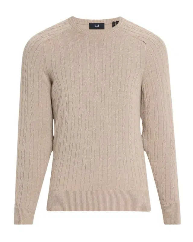 Men 's Cashmere Cable Knit Crewneck Sweater