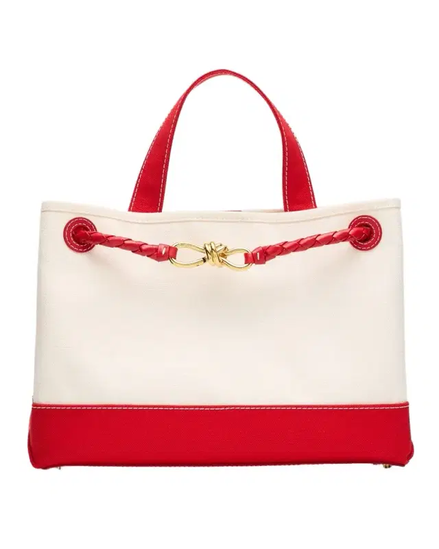 Bottega Veneta Andiamo Medium Two-Tone Canvas Tote Bag