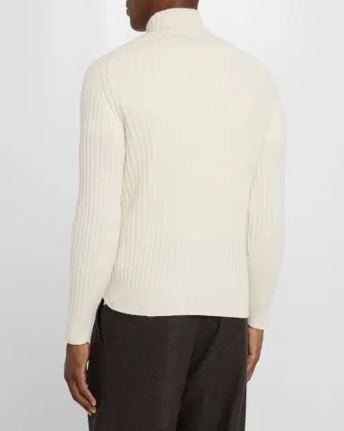 Brunello Cucinelli Men 's Cashmere Rib-Knit Mock Neck Sweater | Thumbnail 2