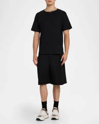 Burberry Men's Cotton Check-Trim Crewneck T-Shirt | Thumbnail 2