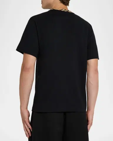 Burberry Men's Cotton Check-Trim Crewneck T-Shirt | Thumbnail 3