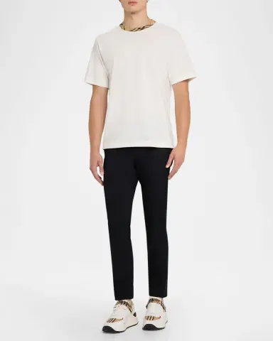 Burberry Men's Cotton Check-Trim Crewneck T-Shirt | Thumbnail 2