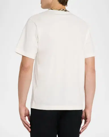 Burberry Men's Cotton Check-Trim Crewneck T-Shirt | Thumbnail 3