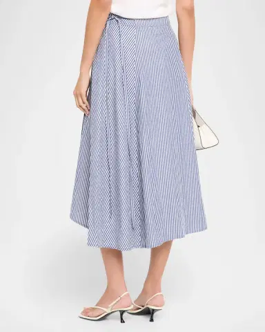 Apiece Apart Marsala Striped Organic Cotton Midi Skirt | Thumbnail 2