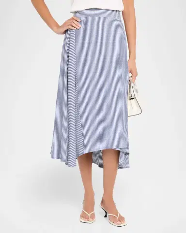 Apiece Apart Marsala Striped Organic Cotton Midi Skirt | Thumbnail 3
